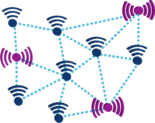 redes de sensores inalambricos mostrando nodos y enrutadores - campos de la electronica