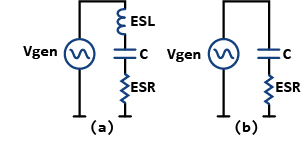 equivalent series circuit for electrolytic capacitors considering parasitics in power electronics