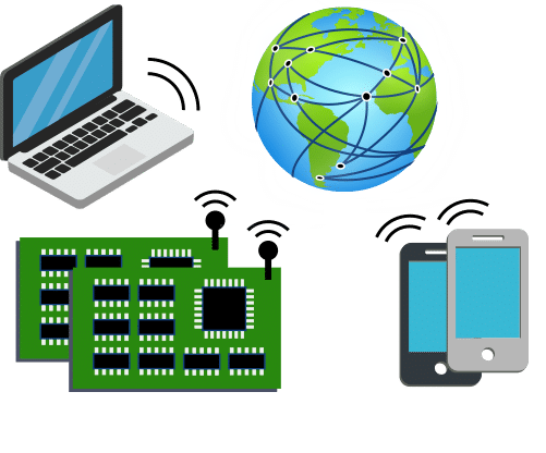 m2m machine to machine showing systems communication over wireless network comunication channels thumb